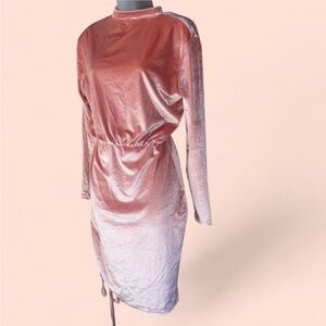 NIB Mock Neck Elastic Waist Velvet Midi Dress M